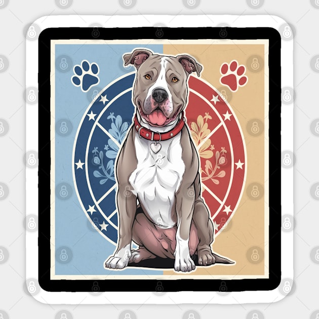 Pitbull Dogs, Strength and Loyalty in a Stunning Dog Lover's Design Sticker by Pixel Threads 